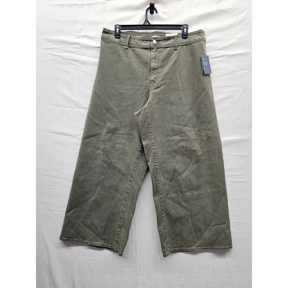 Universal Thread Womens High Rise Wide Leg Ankle‎ Green Cotton Casual Size 17